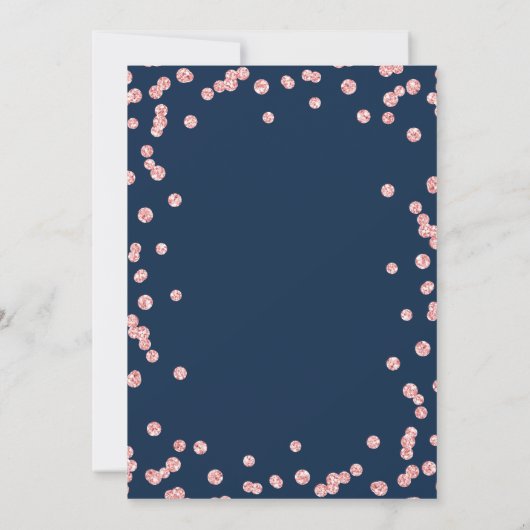 Moderne Roos Gold Glitter Confetti Navy Kaart (Achterkant)