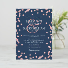 Moderne Roos Gold Glitter Confetti Navy Kaart