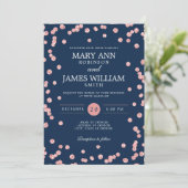 Moderne Roos Gold Glitter Confetti Navy Kaart (Staand voorkant)