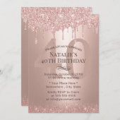 Moderne Roos Gold Glitter drijft meisje 40e verjaa Kaart (Voorkant / Achterkant)
