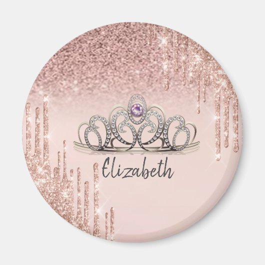 Moderne Roos Gold Glitter-drives Ombre Tiara Ceram Magneet (Voorkant)