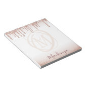 Moderne Roos Gold Glitter Elegant Monogram Notitieblok (Schuin)