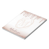Moderne Roos Gold Glitter Elegant Monogram Notitieblok (Linkerzijde)