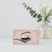 Moderne Roos Gold Glitter Eyelash Extensions Salon Visitekaartje (Staand voorkant)