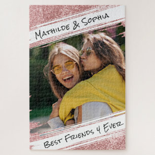 Moderne Roos Gold Glitter & Foto BBF Beste vriend Legpuzzel