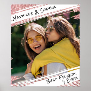 Moderne Roos Gold Glitter & Foto BBF Beste vriend Poster