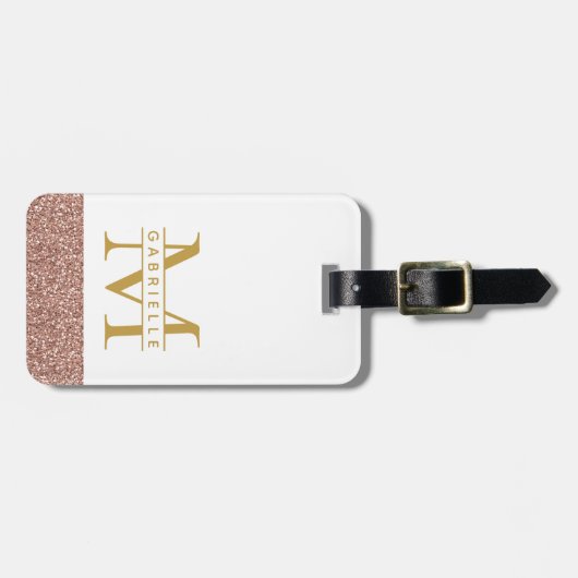 Moderne Roos Gold Glitter & Gold Travel Bag Bagagelabel (Voorkant horizontaal)