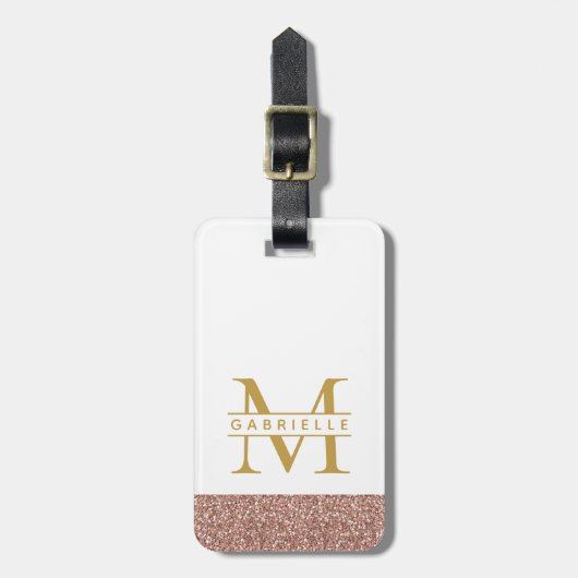 Moderne Roos Gold Glitter & Gold Travel Bag Bagagelabel (Voorkant verticaal)