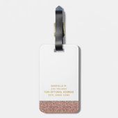 Moderne Roos Gold Glitter & Gold Travel Bag Bagagelabel (Achterkant verticaal)