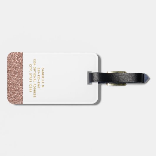 Moderne Roos Gold Glitter & Gold Travel Bag Bagagelabel (Achterkant horizontaal)