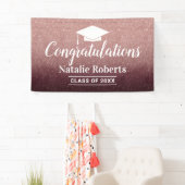 Moderne Roos Gold Glitter Graduation Party Spandoek (Insitu)