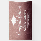 Moderne Roos Gold Glitter Graduation Party Spandoek (Verticaal)