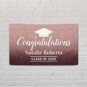 Moderne Roos Gold Glitter Graduation Party Spandoek
