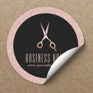 Moderne Roos Gold Glitter Hair Salon Product Ronde Sticker