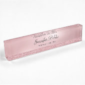 Moderne Roos Gold Glitter Handgeschreven Script Naambordje