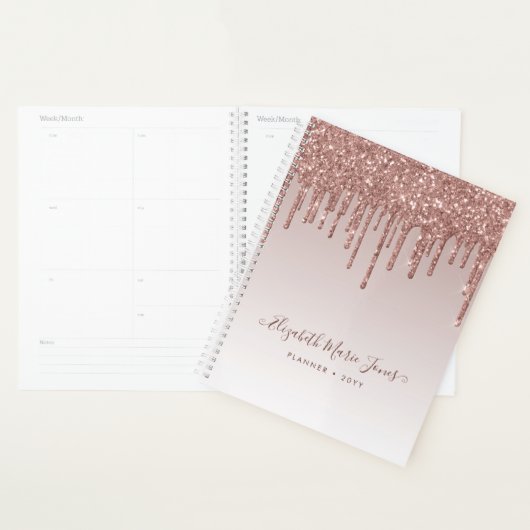 Moderne Roos Gold Glitter leidt elegant Manuscript Planner (Display)