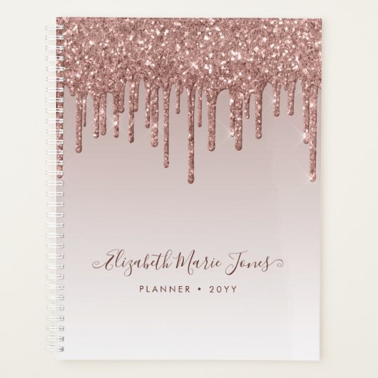 Moderne Roos Gold Glitter leidt elegant Manuscript Planner (Voorkant)