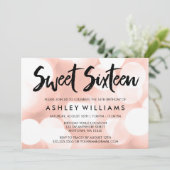 Moderne Roos Gold Glitter Lights Sweet 16 Kaart (Staand voorkant)