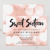 Moderne Roos Gold Glitter Lights Sweet 16 Kaart (Voorkant / Achterkant)