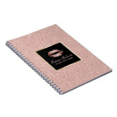 Moderne Roos Gold Glitter Lips Elegant Notitieboek (Rechterzijde)