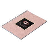 Moderne Roos Gold Glitter Lips Elegant Notitieboek (Linkerzijde)