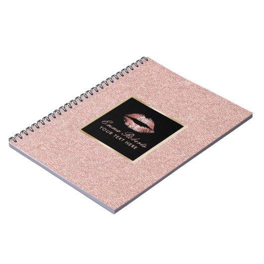 Moderne Roos Gold Glitter Lips Elegant Notitieboek (Linkerzijde)