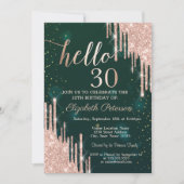 Moderne Roos Gold Glitter maakt groen 30e verjaard Kaart (Voorkant)