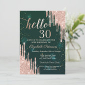 Moderne Roos Gold Glitter maakt groen 30e verjaard Kaart (Staand voorkant)