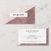 Moderne Roos Gold Glitter Marble Blush Pink Visitekaartje (Voorkant / Achterkant)