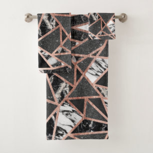 Moderne Roos Gold Glitter Marble Geometric Triangl Bad Handdoek
