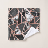 Moderne Roos Gold Glitter Marble Geometric Triangl Bad Handdoek (Wasdoekje)