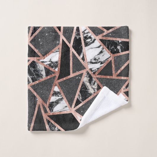 Moderne Roos Gold Glitter Marble Geometric Triangl Bad Handdoek (Wasdoekje)
