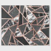 Moderne Roos Gold Glitter Marble Geometric Triangl Cadeaupapier (Vlak)