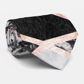 Moderne Roos Gold Glitter Marble Geometric Triangl Stropdas (Opgerold)