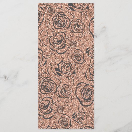 Moderne Roos Gold Glitter Menu (Achterkant)