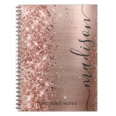 Moderne Roos Gold Glitter Metallic Monogram Script Notitieboek (Voorkant)