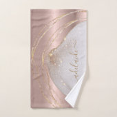 Moderne Roos Gold Glitter Monogram Chic Script Nam Bad Handdoek (Handdoek)