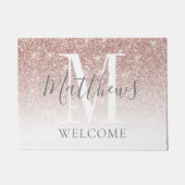 Moderne Roos Gold Glitter Monogram Pas getrouwd We Deurmat (Voorkant)