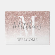 Moderne Roos Gold Glitter Monogram Pas getrouwd We