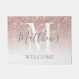Moderne Roos Gold Glitter Monogram Pas getrouwd We Deurmat