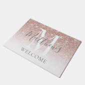 Moderne Roos Gold Glitter Monogram Pas getrouwd We Deurmat (Schuin)