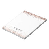 Moderne Roos Gold Glitter Notitieblok (Linkerzijde)