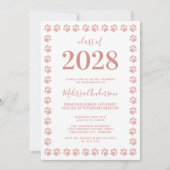 Moderne Roos Gold Glitter Paw Prints Afstuderen Kaart (Voorkant)