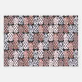 Moderne Roos Gold Glitter Pink Pineapples Patroon Inpakpapier Vel (Voorkant 3)