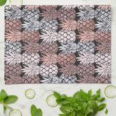 Moderne Roos Gold Glitter Pink Pineapples Patroon Theedoek (Gevouwen)