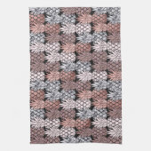 Moderne Roos Gold Glitter Pink Pineapples Patroon Theedoek (Verticaal)