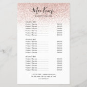 Moderne Roos Gold Glitter Salon Service Menu (Voorkant)