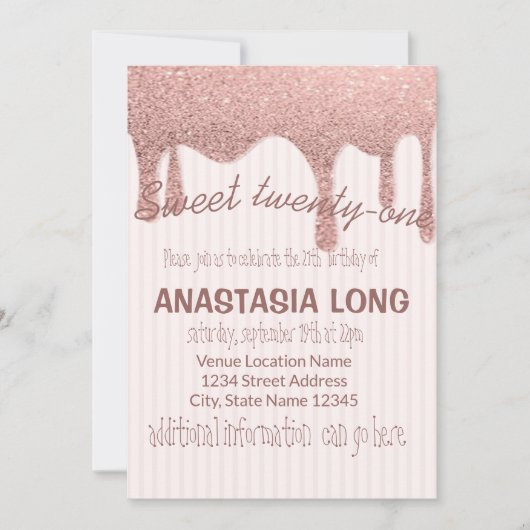 Moderne Roos Gold Glitter Save The Date (Voorkant)