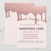 Moderne Roos Gold Glitter Save The Date (Voorkant / Achterkant)
