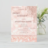 Moderne Roos Gold Glitter Save The Date (Staand voorkant)